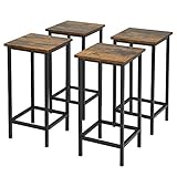 Giantex Set di 4 Sgabelli Quadrati da Bar, Design Industriale con Sedie, Poggiapiedi, di Telaio in Ferro, per Cucina/Bistrot/Caffè, Portata di 150KG, 30x30x72cm