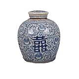 15,7 cm Vintage Cinese Blu e Bianco Porcellana Doppio Vaso Felicità Casa Antico Decorazione
