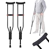 NEWFUN Stampelle Ascellari, Ortopediche Regolabili, Supporti per Avambraccio, Portata 150 KG, in Alluminio con Poggia Avambraccio e Poggia Mano Morbidi, Grigio, 1 Paio