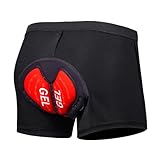 Lancry Pantaloncini da Ciclismo Uomo Pantaloncini da Ciclismo Traspirante Imbottito 5D Biancheria intima Ciclismo Quick Dry, nero + rosso, XL