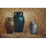 Quadro anfore antiche ad olio | Tela di algodon | Fatto a mano | Quadro ancora la vita classica | Telaio in legno | Cornice a scelta | 90 x 60 cm