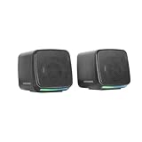 MARSGAMING MS-PRO, Altoparlanti Compatti 10W, RGB Flow Dinamica, Altoparlante PC con Controllo del Volume e Ingresso Jack 3.5mm, Altoparlanti Gaming Compatibili PC/Mac/Smartphone/Tablet, Nero