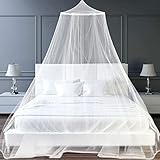 Zanzariera Letto,0.6*2.5*10.5m Baldacchino per letto Bimbi/matrimoniale/Singolo con Kit completo sospensione,Baldacchino per letto matrimoniale rotondo,Zanzariera campeggio Universale Cupola-Bianco