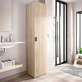 Dmora - Armadio Multiuso 1 Anta Lagalb, Mobile Multifunzione portaoggetti, Armadio Alto Porta Scarpe, 39x35h190 cm, Rovere