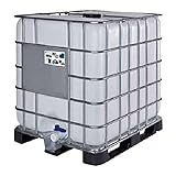 Cisterna IBC 1000 Litri in plastica, usata/rigenerata, coperchio 150 mm, valvola di scarico 2", pallet in plastica, omologata ADR/ONU, colore neutro