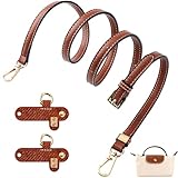 Bomtop Tracolla per Longchamp Mini Borse, Donna Universale Regolabile di Tracolla per Borsa in Pelle Double Face PU - Marrone, Non Serve Punzonatura con 2 Adattatori per Ogni Occasione
