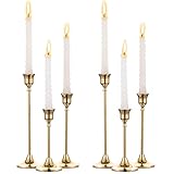 Nuptio 3 Pezzi Portacandele Conici in Metallo Dorato in Ottone Candeliere, Candelabri Centrotavola Decorativi Vintage e Moderni per Mensola da Tavolo Regalo di Inaugurazione Della Casa