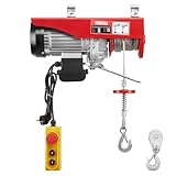 TEENO Paranco Elettrico portata max da 400/800KG, Paranco Argano Elettrico con teleconmando 220V，1450 W, Altezza di cavo Sollevamento 20 m，Motore Rame Puro