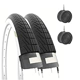 ECOVELO 2 COPERTONI BIANCONERI + 2 CAMERE d'Aria per GRAZIELLA Bicicletta Bici City Bike 20 x 1.75 (47-406) Bianco Nero