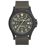 Timex Orologio da uomo Expedition Acadia da 40 mm, cinturino in silicone grigio canna di fucile, quadrante verde, cassa nera TW4B30000