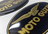 coppia adesivi per motocicletta resinati 3d dimensioni compatibili con modelli guzzi dimensioni: 85 x 50 mm (nero oro)