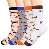 4 paia di calzini bassotto per uomini e donne, regali bassotto, molti disegni divertenti, regali per persone preferite, donne, uomini, bambini, compleanno, Classico, 39
