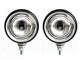 Generico Coppia Fari Alogeni Fendinebbia Fanale Fanalino Profondità 12V 24V Universale Rotondo 12cm Nero Metallo e Vetro