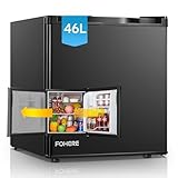 FOHERE Mini frigo bar 46L, Frigorifero Piccolo, Silenzioso, Temperatura Regolabile, Porta Reversibile, Ripiani Rimovibili, Per applicazioni in Hotel, Casa, Ufficio, B&B, Nero