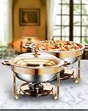 WENMILY Chafing Dish Buffet Set 5L[Robust und hochwertig],2pcs contenitori in acciaio inox [Eleganti Rosa Oro e Argento] Calco più caldo per per Feste, Catering ed Eventi （Rullo Bordo Design）