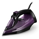 Philips Domestic Appliances 5000 Series Ferro da Stiro a Vapore - 2400W, Vapore 45g/min, Colpo di Vapore 180g, Stiratore Verticale, Piastra SteamGlide Plus, Nero/Viola (DST5030/80)