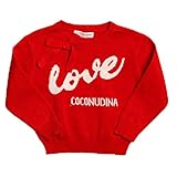 Coconudina Maglione Bambina Maglia Rasa Girocollo Ragazza Morbida Calda Elasticizzata Femminuccia 6-30 Mesi Chic Raffinata e Particolare Colore : Rosso Taglia : 9 M