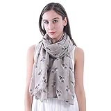 Lina & Lily Sciarpa Stola Donna con stampa Cani - Volpino di Pomerania, Spitz Tedeschi (Cachi)