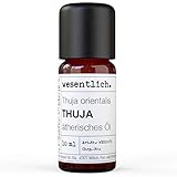 wesentlich. Olio di tuia, olio essenziale puro, 100% naturale, in bottiglia di vetro, 10 ml