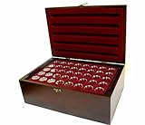 MC.Sammler - Valigetta portamonete in legno, 10 scomparti per 400 monete da 2 euro in capsule (valigetta con 400 capsule da 26 mm)