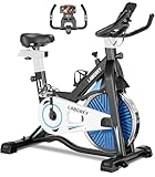 LABGREY Cyclette Professionale, Bicicletta ad attrito Indoor da Camera con Schermo LCD e Portabicchieri, Volano 15kg, per Fitness ed Esercizio a Casa (Argento)