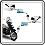 KIT COPPIA 2 SPECCHIO SPECCHIETTO SPECCHIETTI RETROVISORE CROMATI PER PIAGGIO BEVERLY 125 FINO AL 2010-250 FINO AL 2009 - BEVERLY 300 FINO AL 2010 - BEVERLY 400 FINO AL 2010-500 FINO AL 2010.