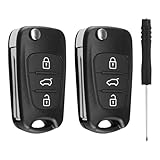 2 Pezzi Guscio Chiave Auto Ricambio Compatibile con Hyundai i30, i20, i10, ix35, ix20, Kia Cee'd, Soul, Rio, Sportage - Kit di 2 Telecomando Cover con 3 Pulsanti, Lama Non Tagliata