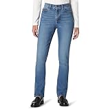 Amazon Essentials Jeans a Vita Media a Gamba Dritta Mediamente Elasticizzati Vestibilità Aderente Donna, Blu Medio Vintage, 46