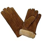 Guanti da donna in montone al 100%, color marrone chiaro Tan S