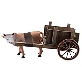 Holyart Carretto con Bue Marrone 10X20X10 cm per presepi 8 cm