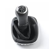 Car Passion Cuffia Leva Cambio Manuale + Pomello + Ghiera Telaio Cromato Compatibile con Opel Corsa D Cuciture Nere 5 Marce Set Completo Ricambio Auto