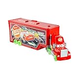 Mattel Disney Pixar Cars Auto Luminose Mack Trasformabile, playset con truck giocattolo fluorescente 2 in 1 e officina per la messa a punto con lanciatore, ponte sollevatore e molto altro, HPX76