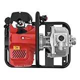 Pompa per acqua a benzina, da giardino, 1,25 kW/1,7 cv 8000 l/h 30 m, motore a 2 tempi con bottiglia d'olio e filtro | pompa ad alta pressione per irrigazione/drenaggio (consumo di carburante 610 g