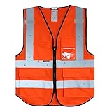 Salzmann Gilet di sicurezza ad alta visibilitá - Gilet multi-tasche riflettente con cerniera - Realizzato con nastro riflettente 3M