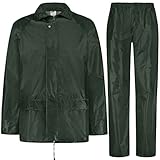 BWOLF Himalaya Impermeabile Unisex Impermeabile Uomo Impermeabile Donna Antipioggia Moto Tuta Antipioggia Giacca Impermeabile + Pantaloni Antipioggia 2 tasche Verde scuro M