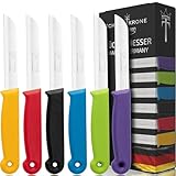 Schwertkrone Coltelli da Frutta e Spelucchino Set (6 pezzi) Prodotto in Solingen, Germania - Acciaio Inox Professionale e Affilato - colorati