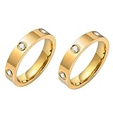 RIXERKOC Anelli di Amicizia d'Amore Donna Anello in Acciaio Inox Placcato Oro 18K con Zirconi Banda Matrimoniale Gioielli San Valentino Compleanno di Natale Regali per Donne Ragazze (Oro, 8)