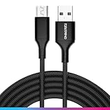 Oniverse Cavo Micro USB, cavo di ricarica intrecciato USB-A a Micro USB, compatibile con PS4 Pro Slim Xbox One PC Mac Android, 3 metri, ricarica rapida 2.4 A - nero