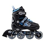 Pattini in Linea Professionali per Bambini e Adulti - Luminous Rollo Anteriore - Taglia Regolabile - Nero/Blu - Tg. L (38-41)