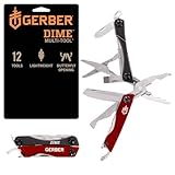 Gerber Strumento multi-uso con 12 funzioni, Dime Pocket Multi-Tool, Rosso, 31-003622
