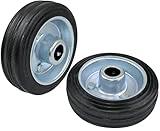 AERZETIX - C58893 - Set di 2 ruote per carrello Ø75mm con cuscinetto a rullini - capacità di carico 40 kg - colore ruota: nero in gomma - cerchio in acciaio