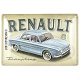 Nostalgic-Art Targa retrò, 20 x 30 cm, Renault – Dauphine – Idee regalo per amanti Renault, Official License Product (OLP), in metallo, design vintage
