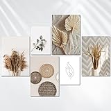 AREDE Set di 6 Stampe da Parete Quadri Moderni Decorazioni da Muro per Casa Soggiorno Camera da Letto e Cucina ''Beige Mimimalism ''| 4 x A4 (21x30cm) + 2 x A5 (15x21cm) | senza Cornici