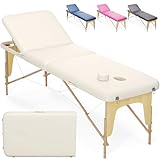 Beltom® Lettino Da Massaggio Basic 3 Zone In Legno Portatile Pesa Solo 12,8 Kg Richiudibile + Pannello Reiki + Angoli Arrotondati E Rinforzati - Fisioterapia Estetista Tattoo Tatuaggi - Panna