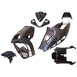 one by camamoto kit set carene complete plastiche compatibile con (cod 77390100 phantom malaguti f12 lc liquido anno 2003-2004-2005-2006-2007 colore nero lucido)