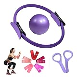 CPKONUUIP Pilates Essential Kit, Kit Pilates Completo x Casa, Attrezzi Pilates per Casa, Include Cerchia di Pilates, Palla Pilates, Fasce di Resistenza, per Forza, Stabilità e Tonificazione (B)