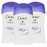 3x Dove Deodorante Original Anti Traspirante con Crema Idratante Profumo Delicato - 3 Deodoranti Stick da 30ml
