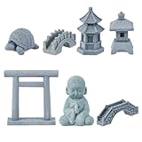 SUPERFINDINGS 7 Pezzi 7 Stili Accessori Mini Zen Garden Meditazione Buddha Zen Garden Accessori Mini Paesaggio Ornamento Pietra Miniatura Acquario Terrario Decorazioni Bonsai