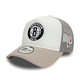 New Era Brooklyn Nets Cappello NBA Pallacanestro Berretto da Camionista Maglia Logo della Squadra Snapback Bianco Beige