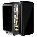 YASHE Mini frigo da 6 litri/8 lattine 220-240 V AC/DC, refrigeratore termoelettrico portatile, frigorifero per camera da letto, cura della pelle, bevande, ufficio, dormitorio e auto, nero
